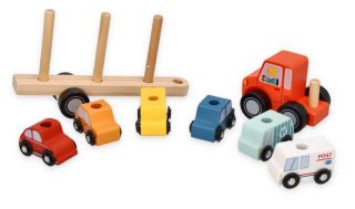 Dřevěný odtahový vůz s autíčky – Adam Toys (2)
