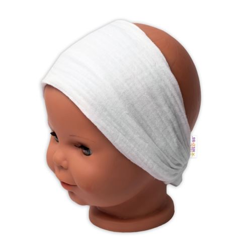 Lehká mušelínová čelenka Bandana, bílá