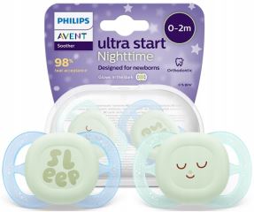 Ultra Start Nighttime dudlík 0–2 m, 2 ks – svítící, ortodontický, BPA FREE (2)