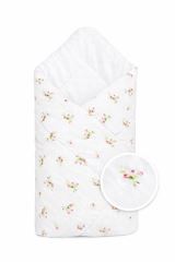 Kojenecká Zavinovačka klasik Něžné kvítky, bílá/růžová