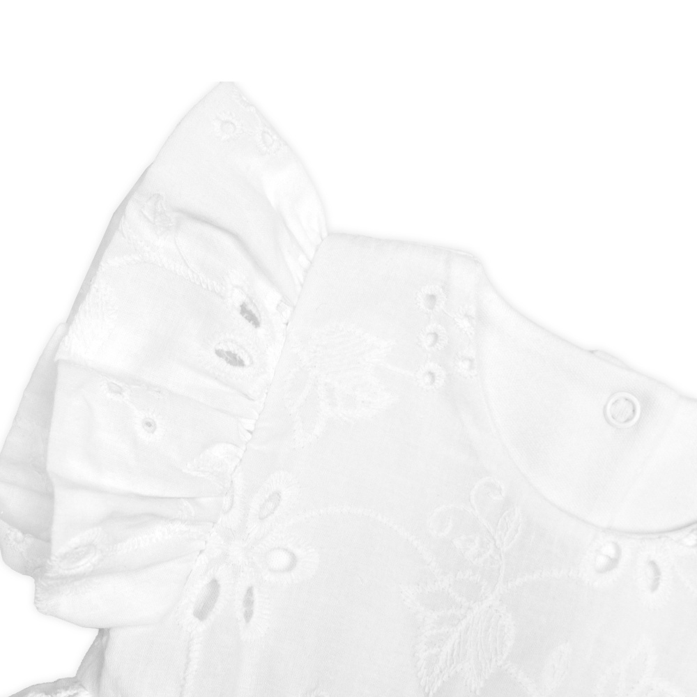 Sukničkobody s volánkem + čelenka Viktorie, kr. rukáv, Madeira, 2D sada, bílé, 68/74