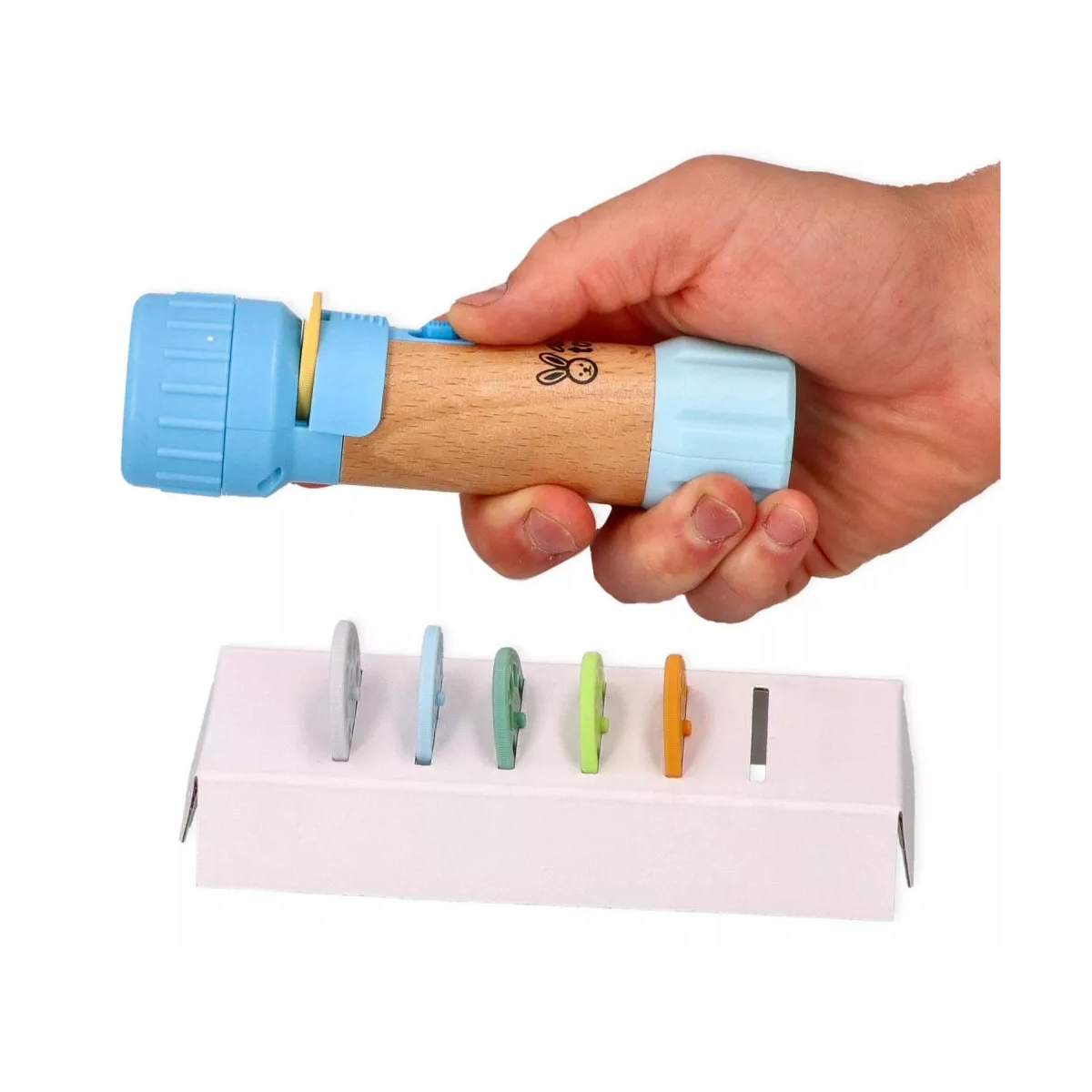 Dětská svítilna s projektorem Adam Toys – 48 obrázků, 6 disků, modrá, 3+