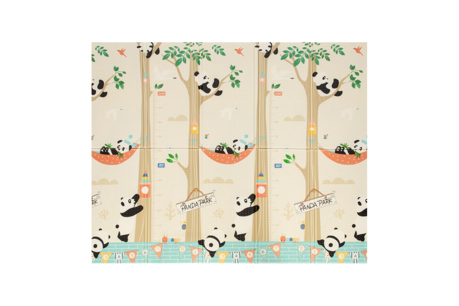 Skládací pěnová podložka oboustranná, 180x150x1 cm - Panda