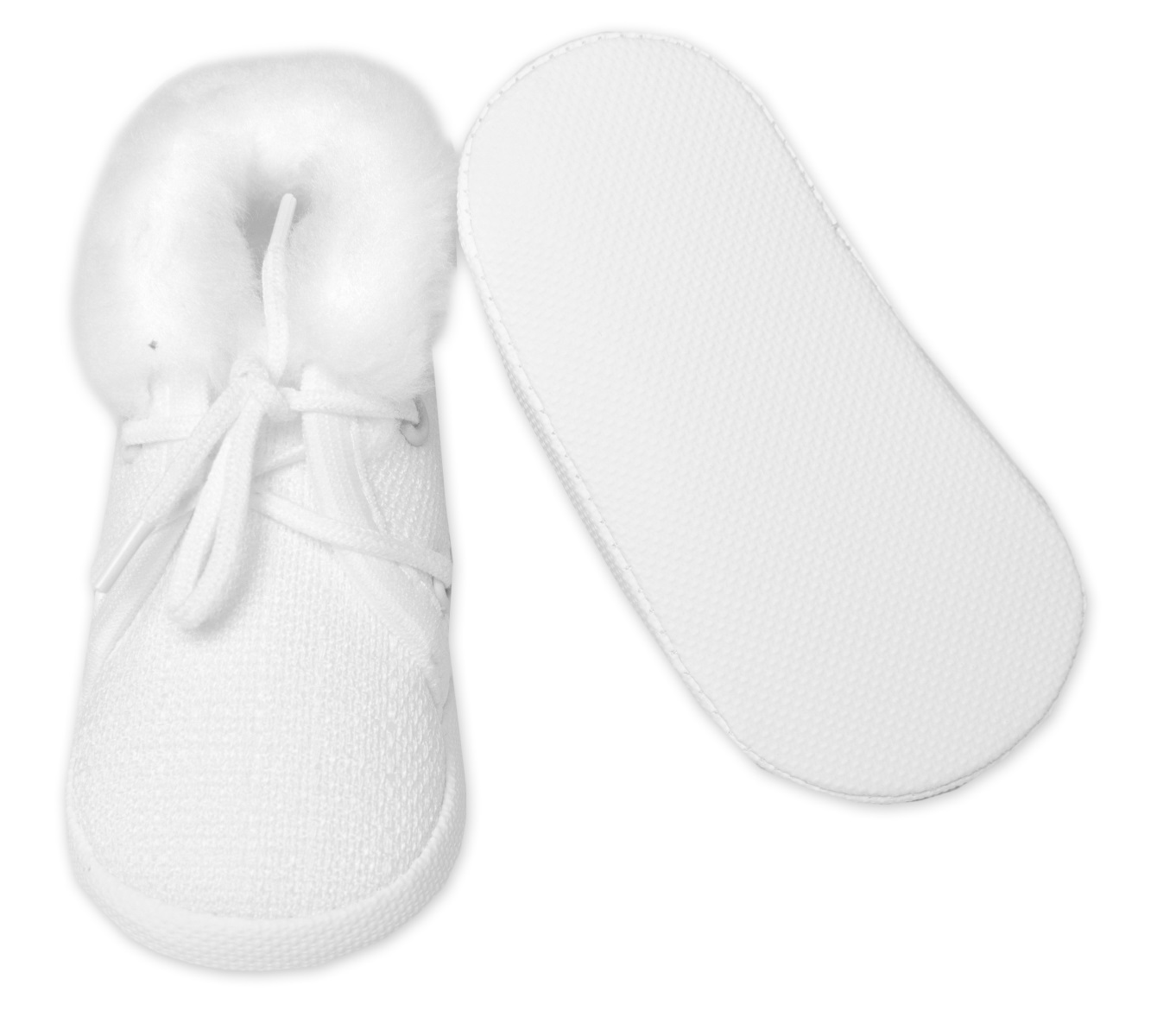 Kojenecké capáčky/botičky na šněrování s kožíškem, Baby Nellys, bílé