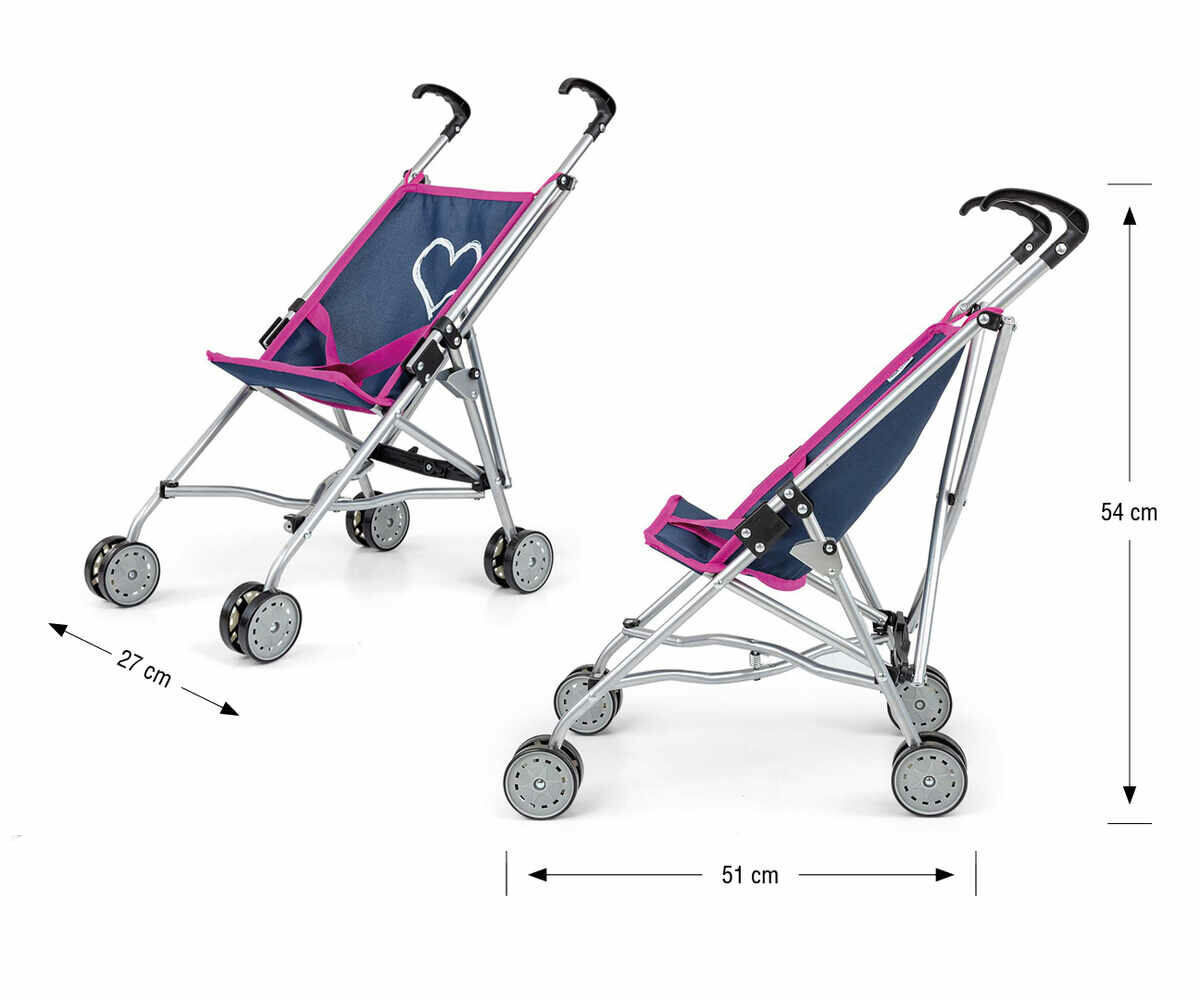 Golfový kočárek pro panenky Milly Mally Julia Prestige, navy/růžová