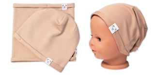 Čepice s nákrčníkem bavlna, Little Bear, Baby Nellys, béžová (2)