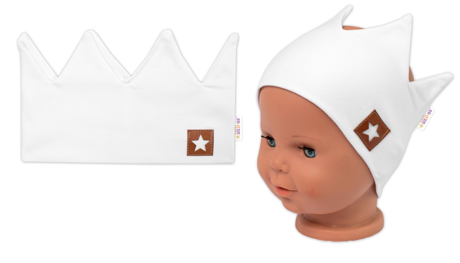 Dvouvrstvá čelenka, Hand Made, bavlna, Korunka STAR - bílá, 80/98