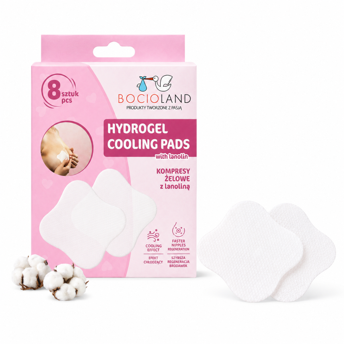 Komplet 2x Hydrogelové kojicí vložky s lanolinem Bocioland - 2x 8 ks