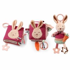 Velká sada senzorických hraček Rabbit Karo BabyOno - kostka, knížka, závěsná hračka