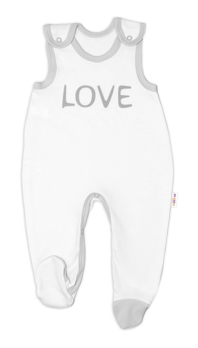 Kojenecké bavlněné dupačky, Love - bílé