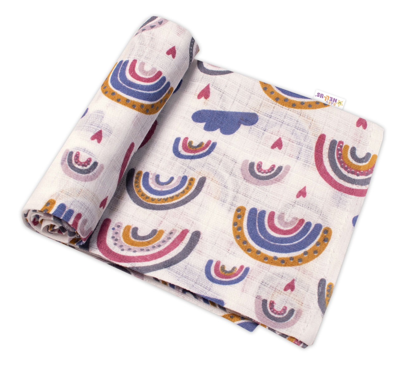 Kvalitní bavlněná plenka - Tetra Premium, 70x80 cm - Duha, růžovo/modrá, Baby Nellys