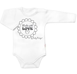 Body dlouhý rukáv Made with love, Baby Nellys, bílé