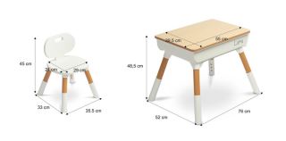 Dětská sada nábytku Lara - Stůl a židlička - šedá, bílá (574077)