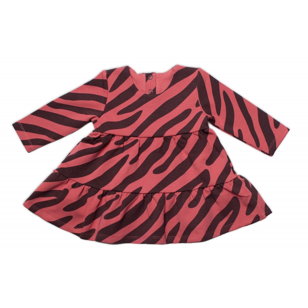 Dívčí bavlněné šaty Mrofi, Helen - cihlově červená s černými pruhy, vel. 92