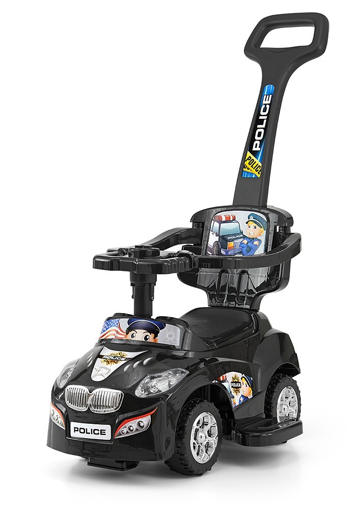 Dětské odrážedlo 3v1 s vodicí tyčí a volantem - černé