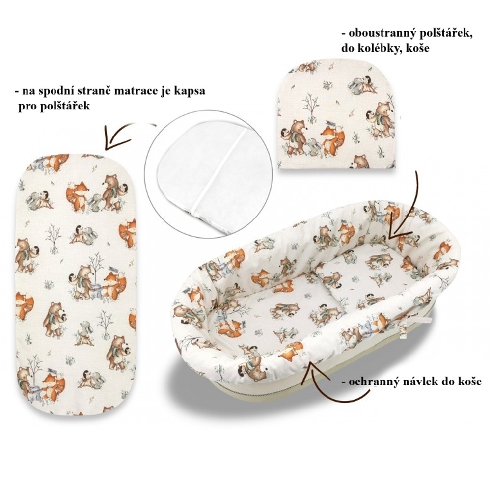 3D sada do koše, kočárku - bavlna, Friends time - latte