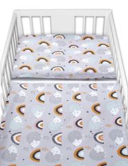 Baby Nellys 3-dílná sada Mantinel s povlečením - Ježek a duha, šedé (1)