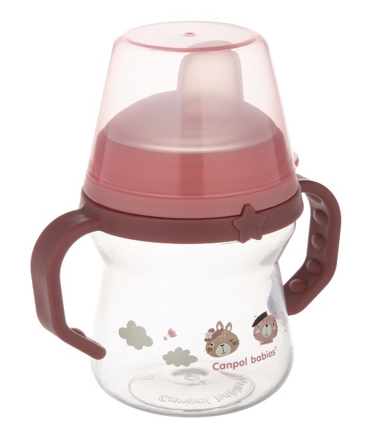 Nevylévací hrníček Canpol Babies s měkkým náustkem - Bonjour, růžový, 150 ml