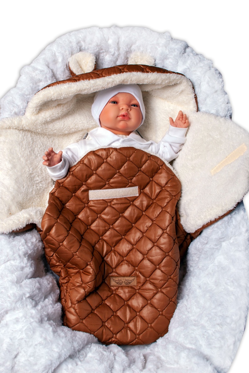 Z&Z Oteplený prošívaný fusák s kapucí do autosedačky - hnědý