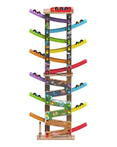 Velká dřevěná závodní dráha 12 ramp – 36 dílů, 2Kids Toys, 18m+