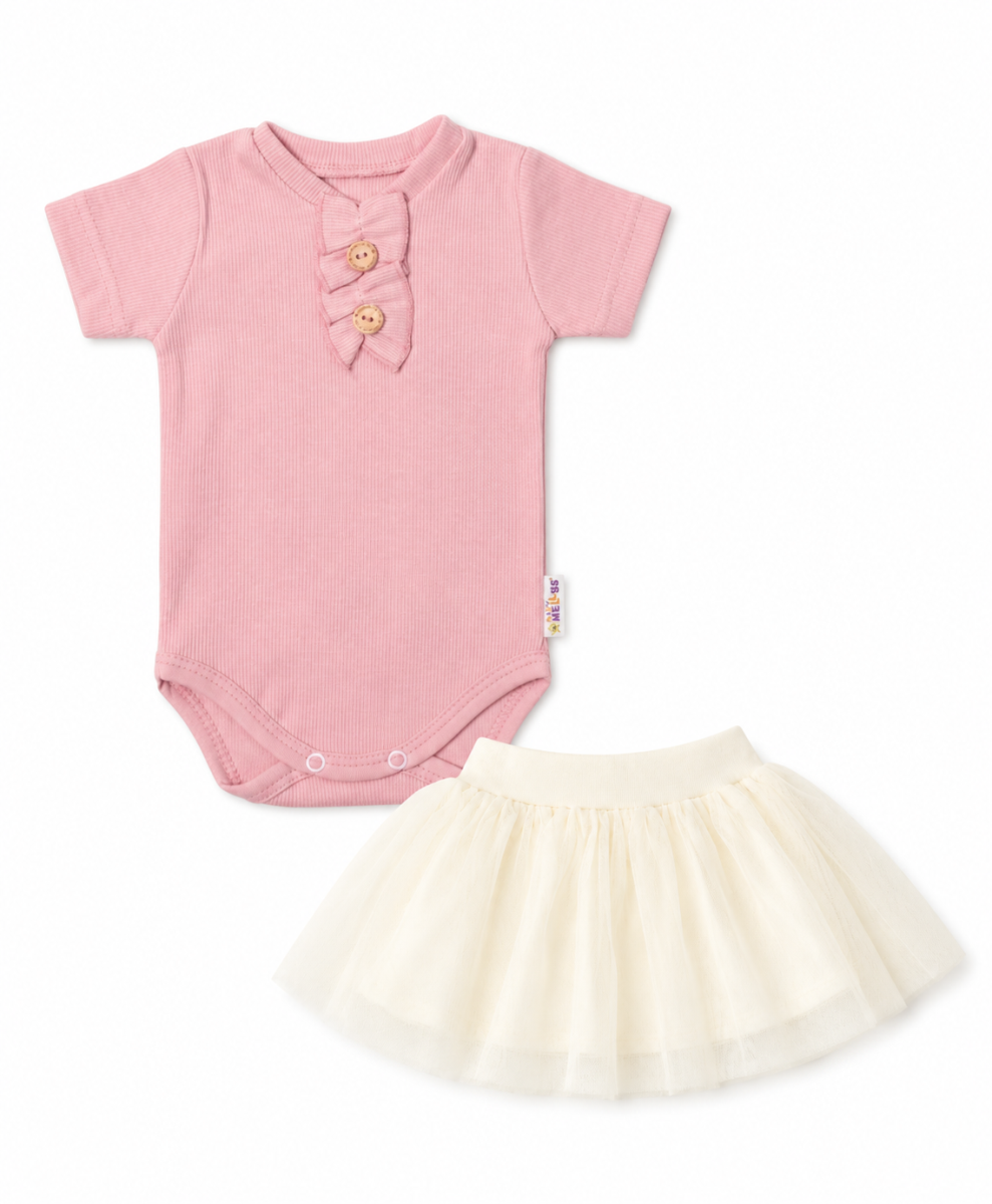 2D sada - body kr. rukáv Boho + tutu suknička cream, vel. 74