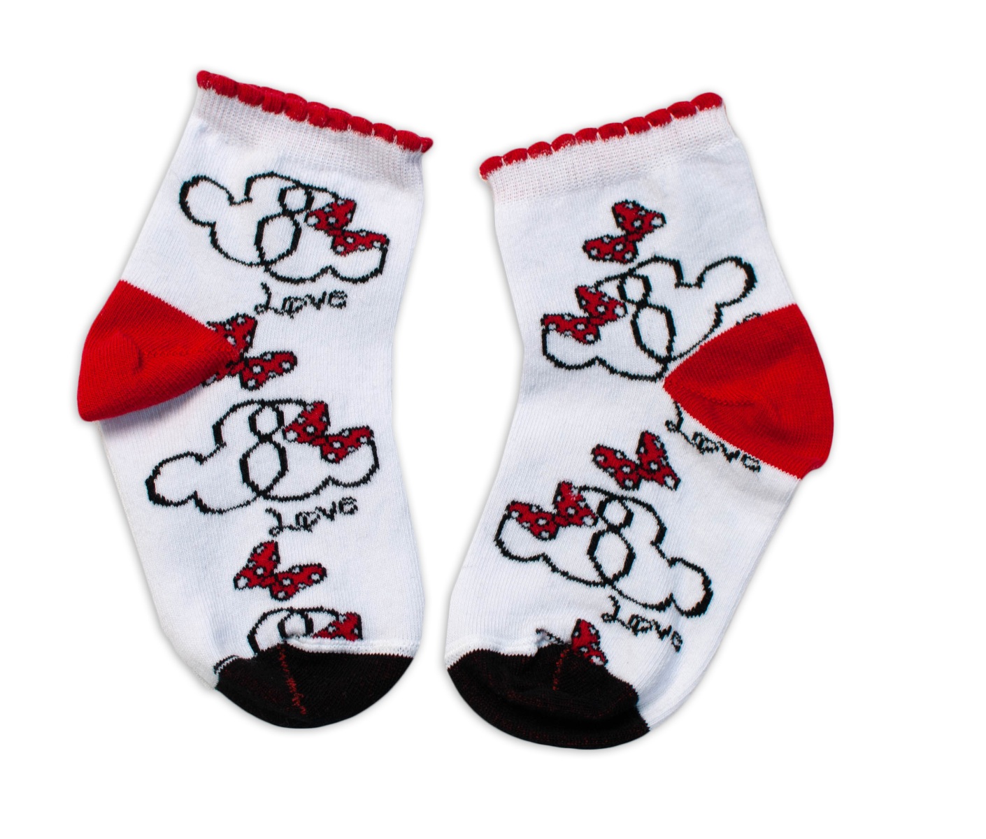 Baby Nellys Bavlněné ponožky Minnie Love - bílé, vel. 122/128