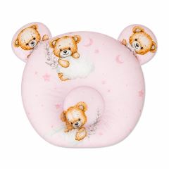Bavlněný tvarovaný polštářek Sleepy Teddy, růžový Bavlněný tvarovaný polštářek Sleepy Teddy, růžový