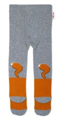 Baby Nellys Bavlněné punčocháče Lištička - šedo/hořčicové (2)