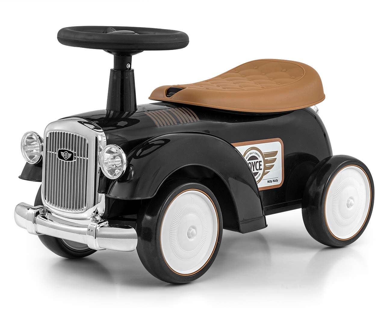 Dětské odrážedlo auto ROYCE – retro vozítko s klaksonem, černé