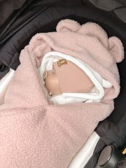 Oteplený fusák, deka s kapucí do autosedačky Beránek, Baby Nellys - pudrová, růžová (3)