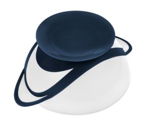 Miska přísavkou a s lžičkou 300 ml, bílá/navy, Akuku (2)