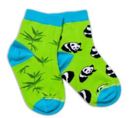 Baby Nellys Bavlněné veselé ponožky Panda - zelené Baby Nellys Bavlněné veselé ponožky Panda - zelené