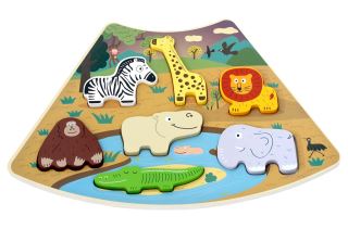 Dřevěné puzzle Safari propojitelné, 7 dílů