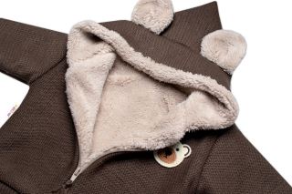 Oteplená pletená bundička Teddy Bear, Baby Nellys, dvouvrstvá, hnědá (2)