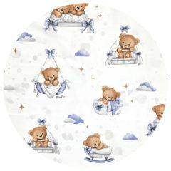Oteplená zavinovací deka s kapucí, minky, 90 x 90 cm - Medvídci, modrá (5)