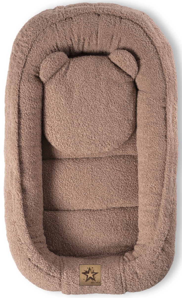 Oboustranné hnízdečko s polštářkem Teddy Boucle - hnědé