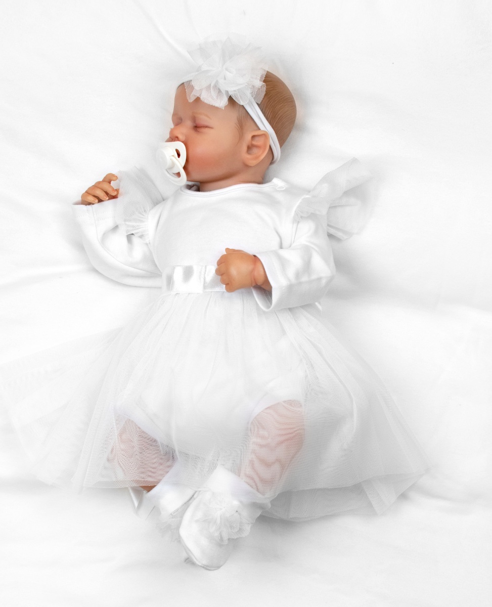 Luxusní 4D slavnostní sada oblečení pro miminko Girl - bílá