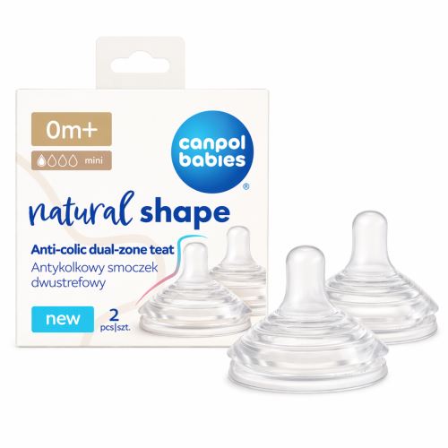 Natural Shape antikolikový dudlík – silikonový, DuoFlex, bez BPA, 0m+ (1)