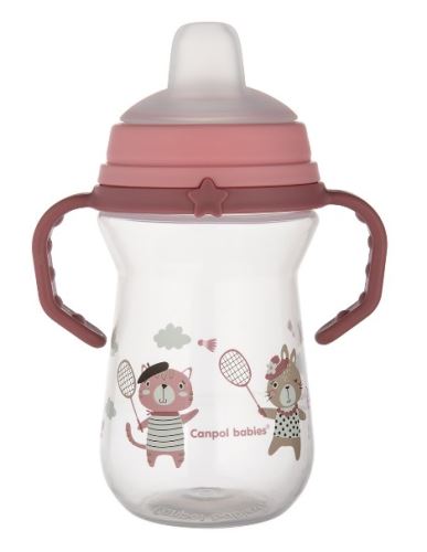 Nevylévací hrníček Canpol Babies s měkkým náustkem - Bonjour, růžový, 250 ml