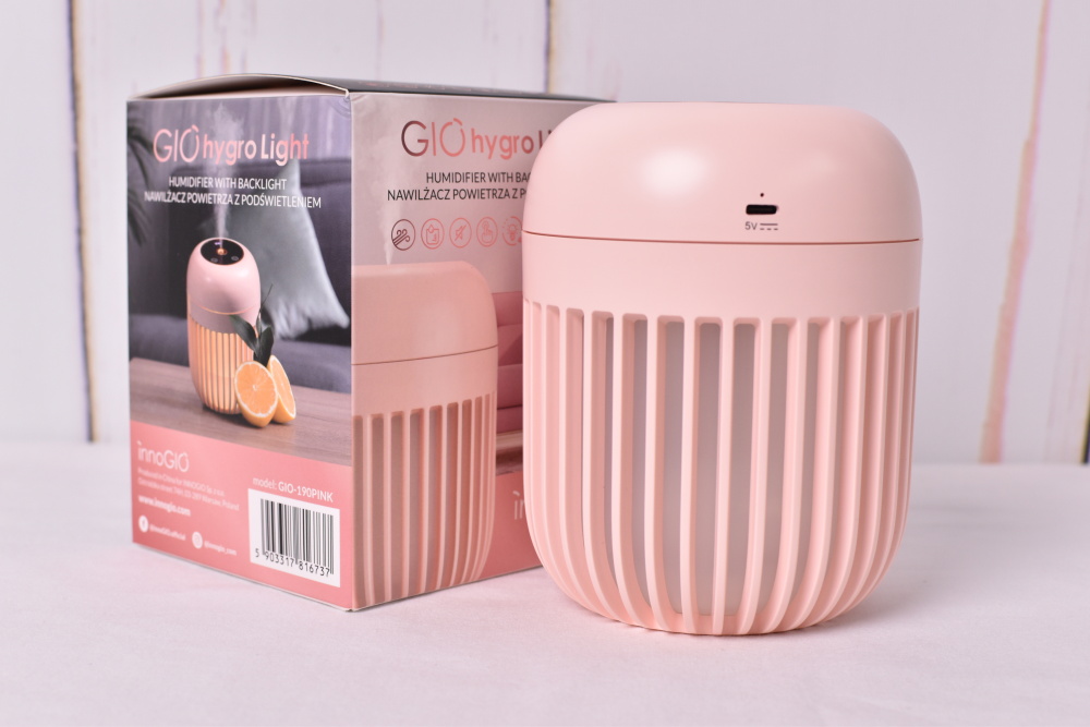 Ultrazvukový zvlhčovač vzduchu s osvětlením GIOhygro Light - růžový