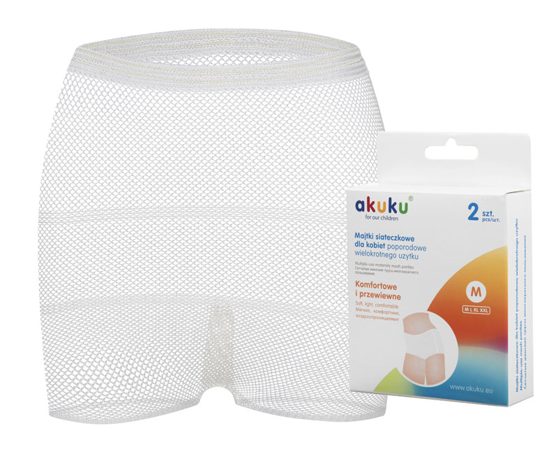 Poporodní síťkované kalhotky vel. M, 2ks v balení, Akuku