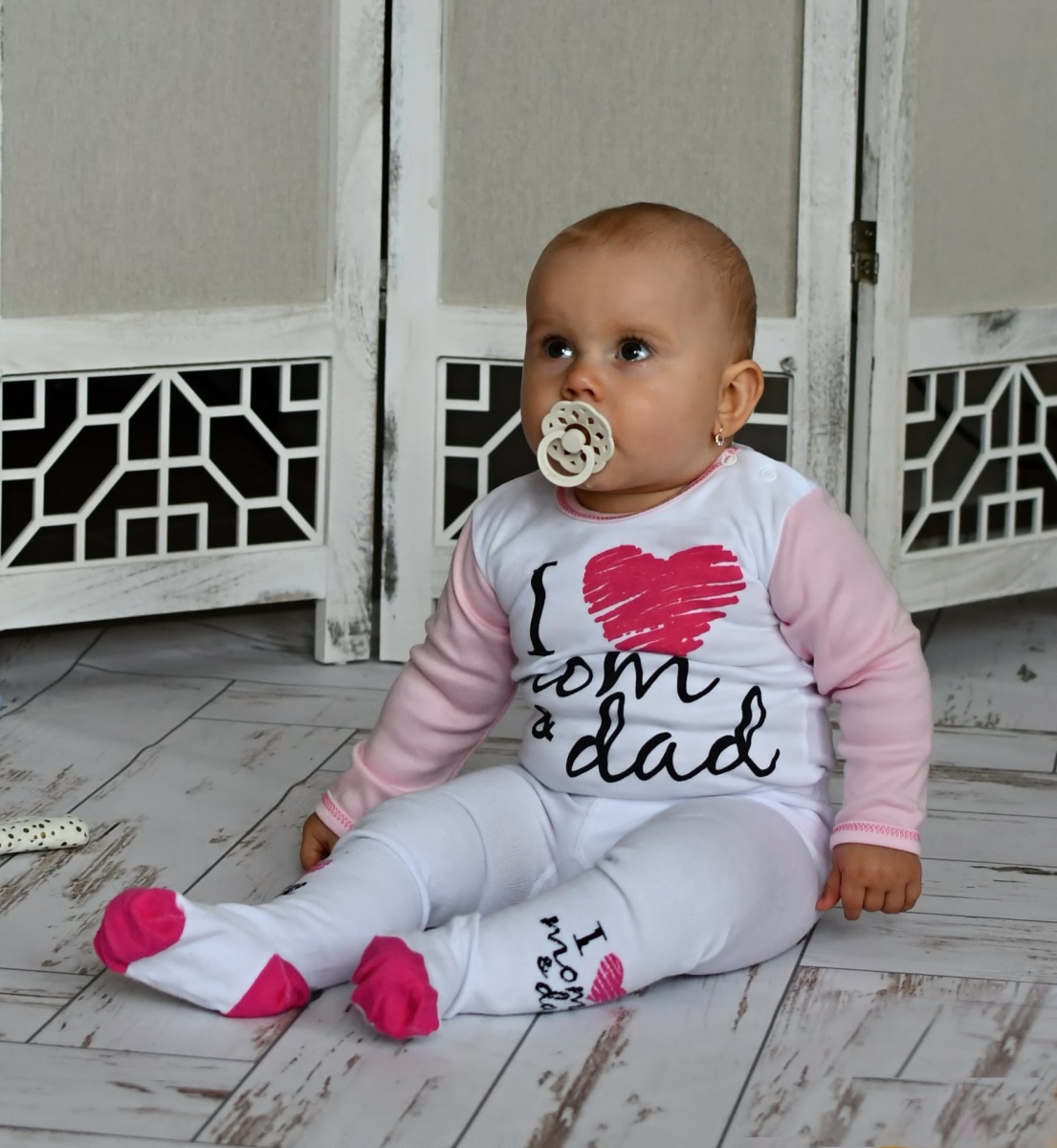 Body dlouhý rukáv Baby Nellys, I love mom & dad, holka, vel. 80