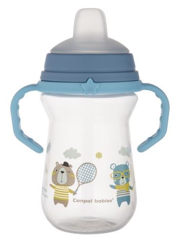 Nevylévací hrníček Canpol Babies s měkkým náustkem - Bonjour, modrý, 250 ml