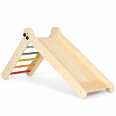 Dřevěná Montessori lezecká sestava pro děti žebřík s rampou Dřevěná Montessori lezecká sestava pro děti žebřík s rampou