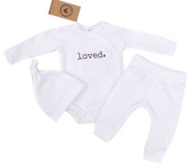 Z&Z 3-dílná soupravička body, tepláčky a čepička Loved  - bílá (1)