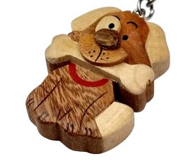 2Kids Toys Dřevěná klíčenka velká Pes s kostí (1)