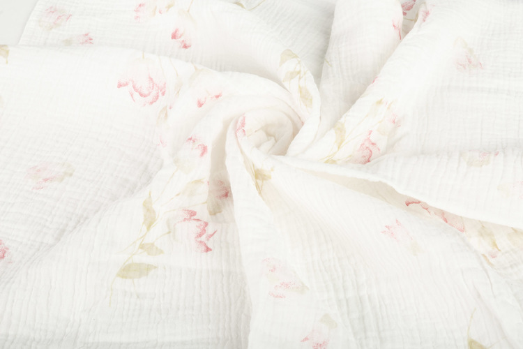 Mušelínové pleny krešované 60×75 cm Flowers pink – sada 2 ks