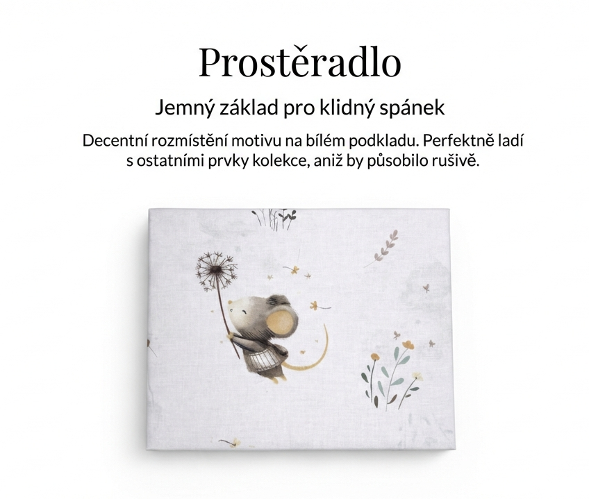 Bavlněné prostěradlo do postýlky, Malá myška, 140x70cm