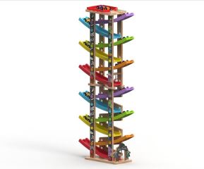 Velká dřevěná závodní dráha 12 ramp – 36 dílů, 2Kids Toys, 18m+ (3)