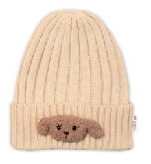 Dětská zimní čepice Bear, Baby Nellys - ecru, vel. 48-54 cm Dětská zimní čepice Bear, Baby Nellys - ecru, vel. 48-54 cm